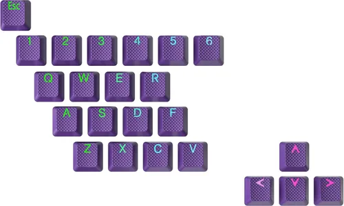 Vista 20 de Ranked Juego de teclas de goma Double Shot translúcido Perfil OEM para teclado mecánico para juegos (negro, 23 teclas)