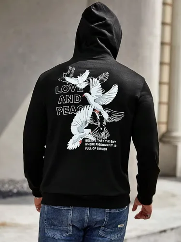 Vista 2 de GORGLITTER Sudadera con capucha y bolsillo de canguro con capucha y estampado floral para hombre