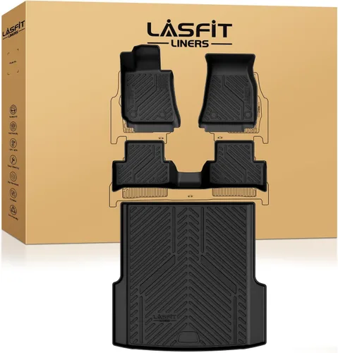 Vista 12 de LASFIT - Tapetes de suelo y maletero de auto, ajuste personalizado, de TPE, para todo tipo de clima, impermeable, juego completo, negros