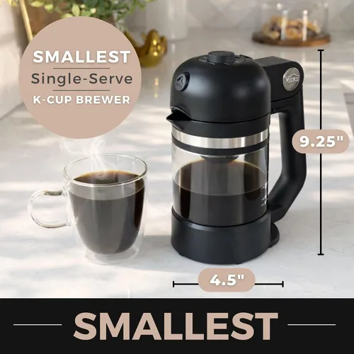 Vista 2 de VINCI Micro Café - Cafetera de vidrio de una sola porción más pequeña, compatible con K-Cups, cápsulas y café molido, infusión de flujo cerrado