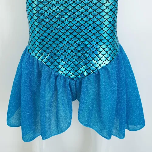 Vista 6 de Avady Vestido de sirena para niñas, disfraz de sirena de princesa, disfraz de Halloween para cosplay
