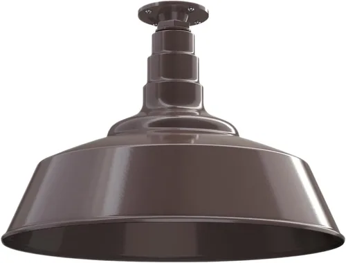 Vista 61 de Steel Lighting Co. Manhattan Warehouse Light Colgante montado en el techo Cúpula de 20 pulgadas vástago de 12 pulgadas Luz de granero
