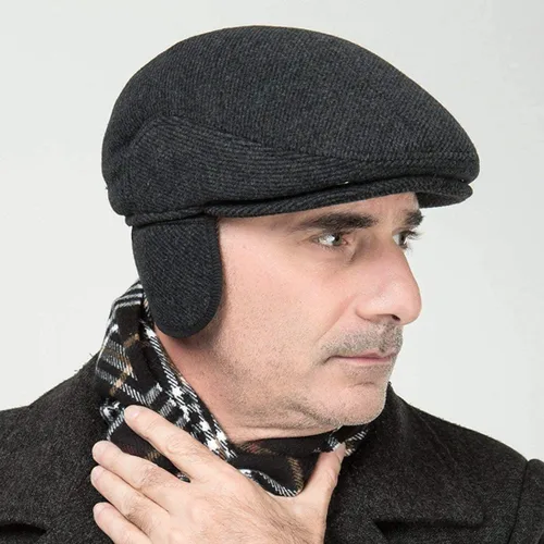 Vista 8 de Orejeras ajustables para hombre, para otoño e invierno, gorra de conducción, boina