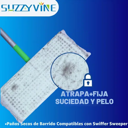 Vista 5 de Paños de barrido en seco, toallitas desechables para limpieza de suelos compatibles con Swiffer Sweeper, sin perfume, 7.87 x 11.81 pulgadas, total