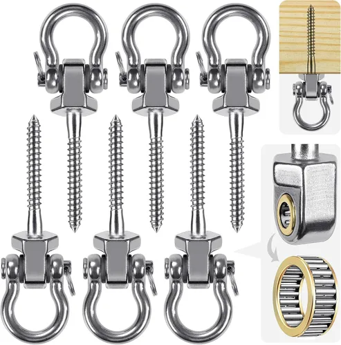 Vista 10 de SELEWARE Perchas de acero inoxidable resistentes con rodamientos (juego de 2), pernos oscilantes M10 x 9 pulgadas, capacidad de 1800 libras