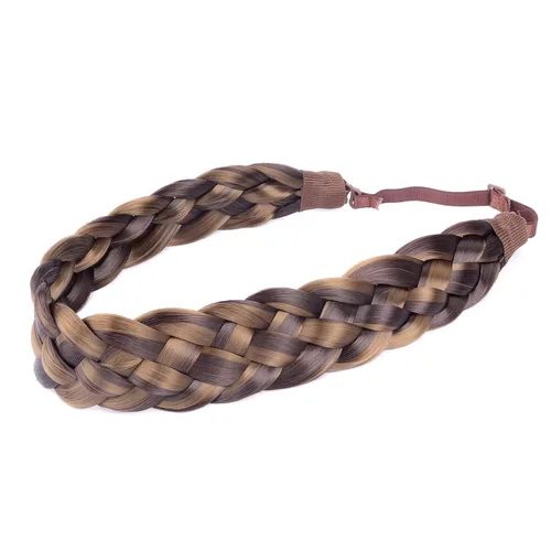 Vista 19 de Diadema clásica de cabello sintético trenzado de 5 hebras, trenzas gruesas y anchas, extensión de cabello con elástico para mujeres y niñas