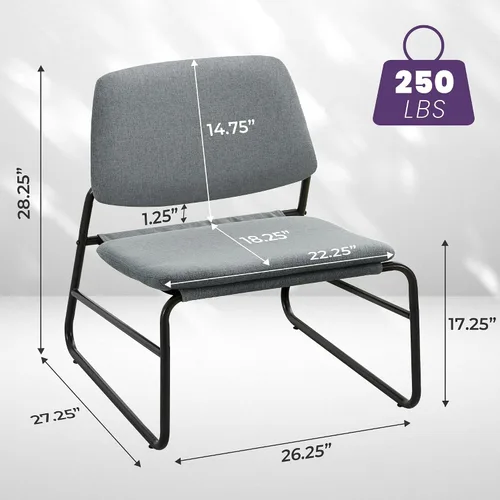 Vista 2 de DAICO Silla decorativa moderna sin brazos, cómoda silla lateral tapizada con marco de metal para sala de estar, dormitorio, balcón, jardín, lino