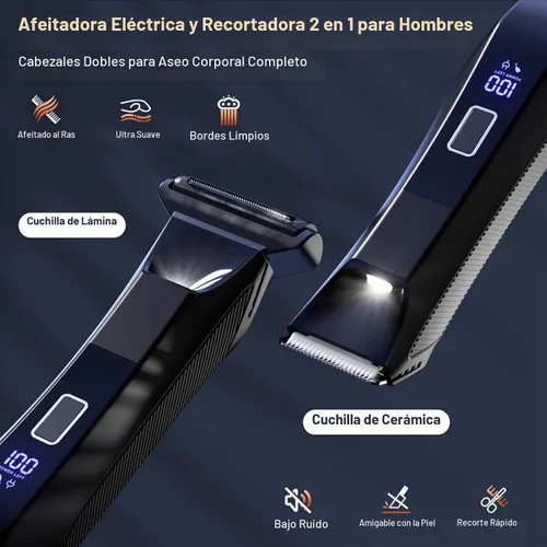 Vista 2 de VIKICON 2 en 1 Manscape Trimmer & Shavers para hombres: maquinilla de afeitar eléctrica de cuerpo completo sin nick para púbico, bolas, pelo trasero