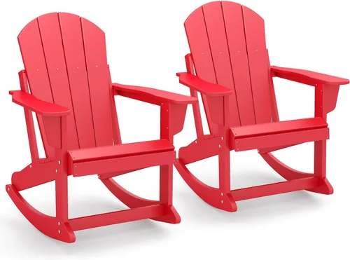 Vista 15 de GREENVINES Adirondack - Juego de 2 mecedoras para exteriores, HDPE, color Agua
