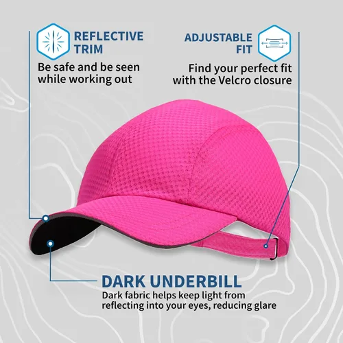 Vista 6 de TrailHeads Gorra deportiva de malla ligera y de secado rápido para mujer, con ribete reflectante