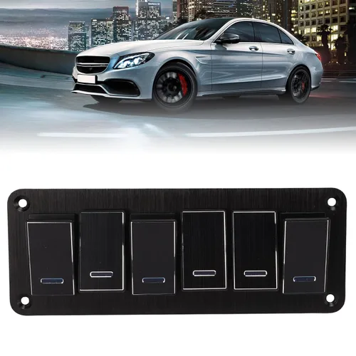 Vista 4 de Panel de interruptor de palanca impermeable de 6 cuadras, panel de interruptor de palanca impermeable de 6 cuadras, DC12V a 24V 3PIN luz de fondo