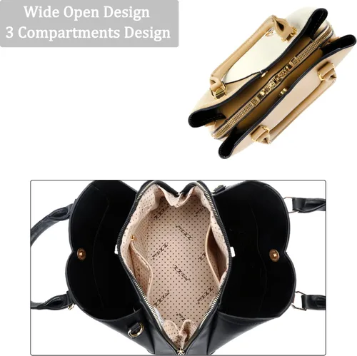 Vista 32 de KKXIU Monederos y bolsos de mano con triple compartimento para mujer, bolso de mano con asa superior