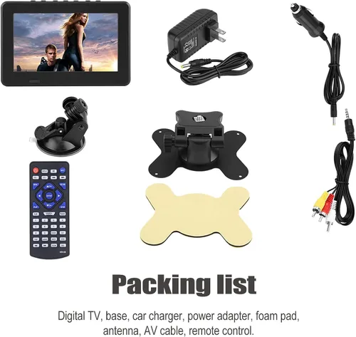 Vista 8 de Yoidesu Monitor LCD de TV portátil, 7 pulgadas 1080P recargable para automóvil TV digital con sintonizador ATSC, entrada AV, radio FM, SD, MMC, USB