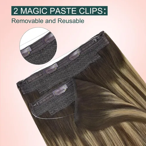 Vista 126 de Easyouth Extensión de cabello humano rubio con cola de caballo, extensiones de cabello humano rubio dorado con reflejos rubios, extensiones