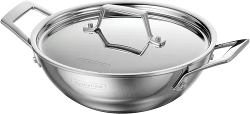 Vista 11 de Tramontina Utsava - Kadai de acero inoxidable con revestimiento de tres