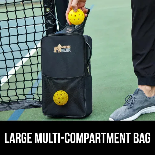 Vista 7 de Gorilla Gear USAPA Approved Pickleball Starter Set, Fiberglass Paddles with Bag and Balls, Indoor Outdoor Court Use, Comfortable Racket Grip
