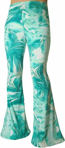 Vista 110 de ShopMyTrend - Pantalones de yoga largos con piernas anchas y acampanadas estilo palazzo, con cintura alta, para mujer