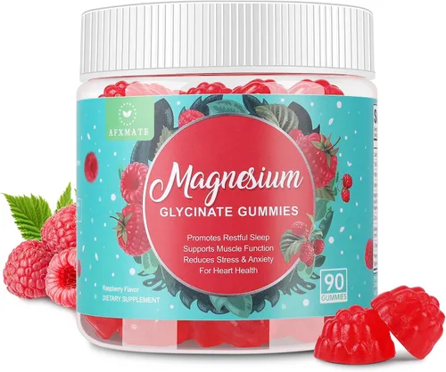 Vista 8 de 90 Count Magnesium Glycinate Gummies 600 mg - Sugar Free Magnesium Supplement for Adults with Glycinate & Malate, L-Theanine, Ashwagandha, Zinc
