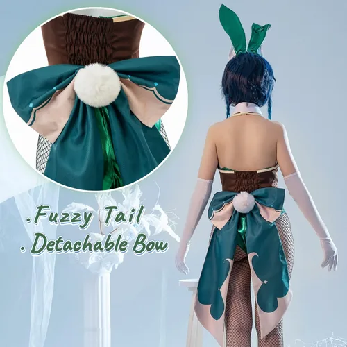 Vista 3 de NSPSTT Disfraz de conejo para mujer disfraz de Dva de conejo traje sexy para cosplay de Hana Song