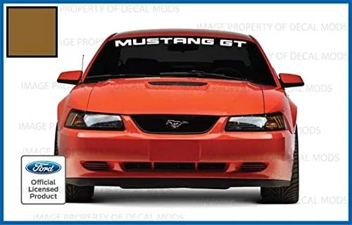 Vista 2 de Pegatina para Ford Mustang Front Parabrisas (1999-2004), diseño gráfico V6 GT - MGT, Bronce Metálico