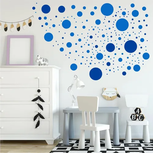 Vista 5 de Más de 500 calcomanías de pared de círculos de lunares surtidos para dormitorio de niños, sala de estar, aula, sala de juegos, calcomanías de pared