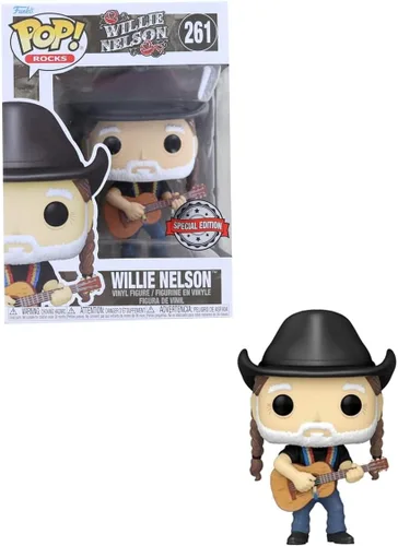 Vista 3 de Funko Pop! Rocks: Willie Nelson con sombrero de vaquero figura de vinilo exclusiva de Walmart