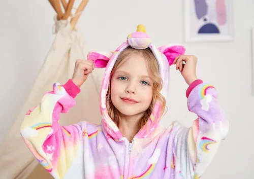 Vista 6 de Cos Time Pijama de una pieza de unicornio para niños, disfraz de Halloween