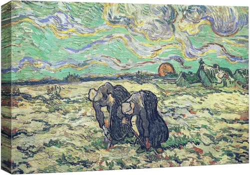 Vista 50 de Van Gogh - Lienzo con diseño giclée de olivos con cielo amarillo y sol, arte de pared de galería, estirado y enmarcado, listo para colgar, 24 x 36
