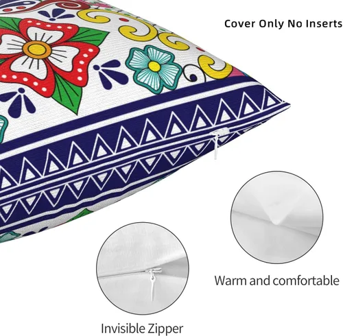 Vista 3 de Betray Time Fundas de almohada con patrón de talavera mexicana, fundas de almohada decorativas de 18 x 18 pulgadas, para decoración de sofá