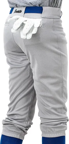 Vista 9 de Franklin Sports Pantalones de béisbol y sóftbol juveniles, hasta la rodilla + pantalones de béisbol de ajuste relajado para niños, color blanco