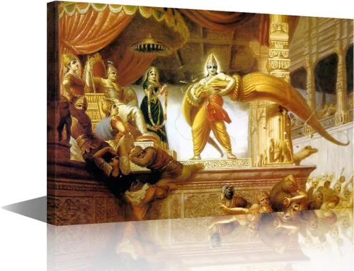 Vista 34 de Lienzo decorativo de pared para sala de estar, cuadros de dios hindúes, obras de arte modernas, decoración giclée, pósteres e impresiones de madera