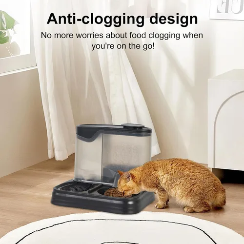 Vista 5 de Conjunto de Comedero y Dispensador de Agua por Gravedad para Mascotas, Comedero Automático para Perros y Dispensador de Agua para Perros, Gatos