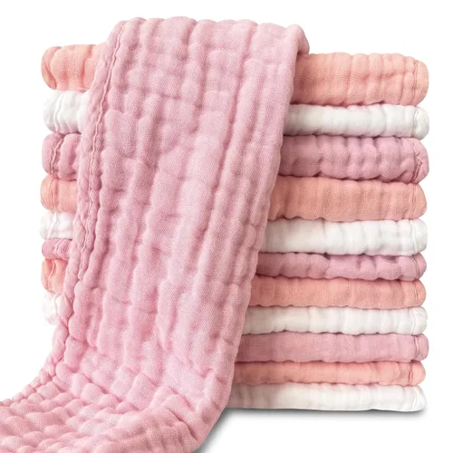 Vista 13 de Paños de muselina para eructos para bebé, 100% algodón, para unisex, niño, niña - Grandes 20" x 10", productos esenciales para recién nacidos, ultra