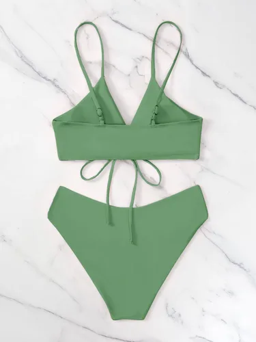 Vista 2 de Meetall Conjunto de bikini triangular de corte alto para mujer, trajes de baño sexy de 2 piezas