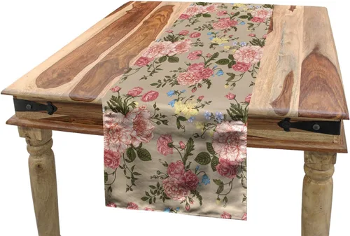 Vista 27 de Lunarable Camino de mesa tropical y manteles individuales, acuarela tucán loro flamenco piñas y flores silvestres sobre rombo, juego para decoración
