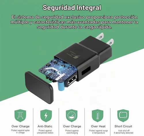 Vista 9 de Kit de cargador rápido adaptable compatible con Samsung Galaxy S7/S7 Edge S6/S6 Edge/Note5/4 S4/S3 S2 J7 J7V J5 J3V J3V J2/G3 G4 K20/Moto E4 E5
