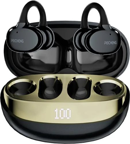 Vista 8 de PEICHENG Auriculares inalámbricos Bluetooth, reproducción 5H 50mAh+400mAh estuche de alimentación con pantalla digital (beige)