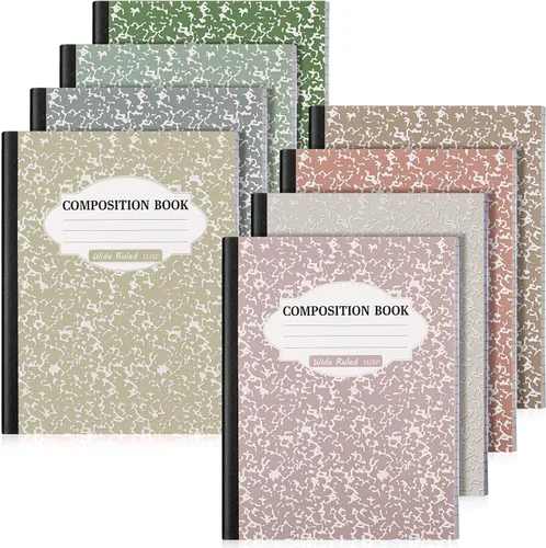 Vista 18 de Colarr Paquete de 8 cuadernos de composición de 9.75 x 7.5 pulgadas de ancho, libros de composición de papel de mármol a rayas de varios