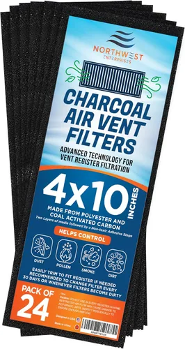 Vista 10 de NORTHWEST ENTERPRISES Filtros de ventilación, 24 filtros de registro de ventilación de piso: 4 x 10 pulgadas, filtración de 90 días.