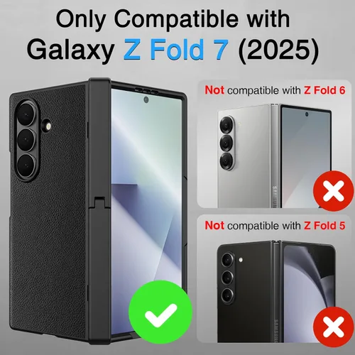 Vista 2 de STORMTAL Funda de cuero diseñada para Samsung Galaxy Z Fold 7 con [protección de bisagra] [protector de pantalla integrado] [atril] funda protectora