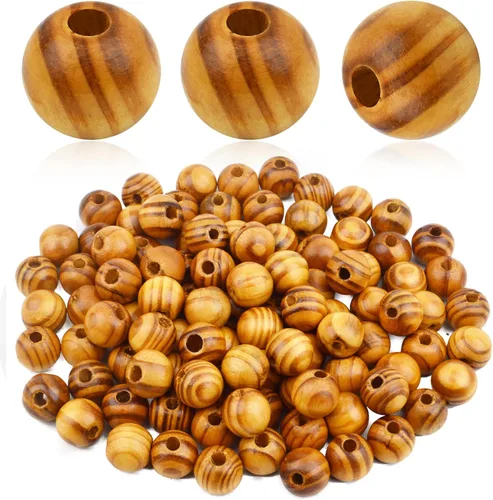 Vista 9 de BronaGrand 200 cuentas redondas de madera de 0.315 pulgadas, cuentas espaciadoras de madera natural, cuentas de madera para hacer joyas DIY