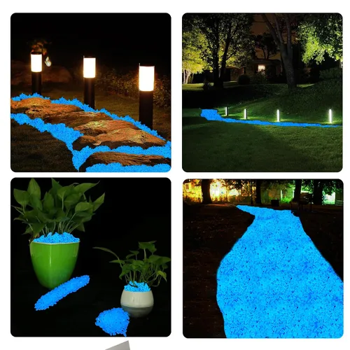 Vista 5 de 300 piezas de piedras brillantes de 0.4-0.6 pulgadas que brillan en la oscuridad, rocas decorativas para exteriores con forma de gemas, guijarros