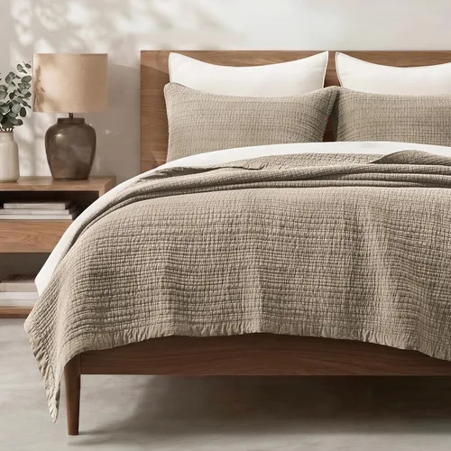 Vista 10 de EverGrace Stonewashed Textured Cotton Quilt Set, Queen Size, Basil Green
