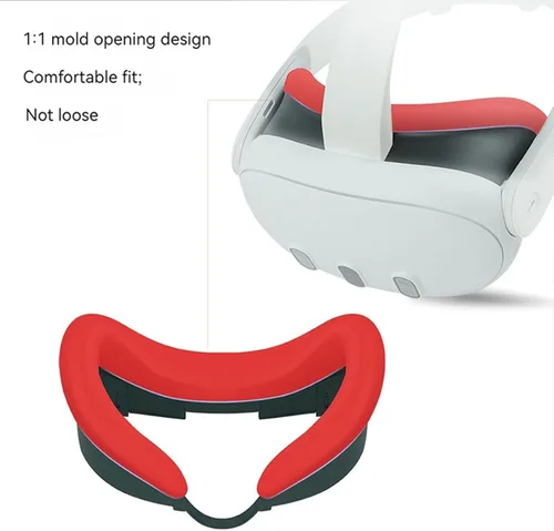 Vista 6 de VR Headset Silicone Facial Interface Compatible with Quest 3, V-Shaped Face Cover Pad Anti-Slip Soft & Comfy AR Accessories(White)
