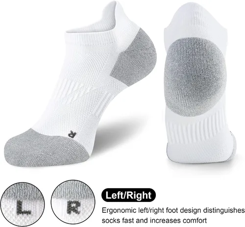 Vista 5 de Calcetines tobilleros para mujer, atléticos, de corte bajo, de compresión, acolchados, 5 pares