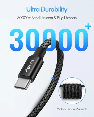 Vista 5 de etguuds Cable USB C a USB C 4 pies, paquete de 2 unidades, 60W de carga rápida tipo C a C para iPhone 17 16 15 Pro Max Plus Air 16e