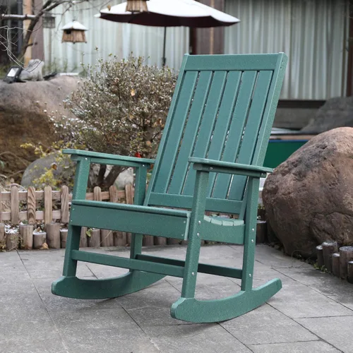 Vista 2 de Island Retreat Ez-Care - Silla mecedora Adirondack de madera de teca, perfecta como silla mecedora para patio, sala de estar o al aire libre