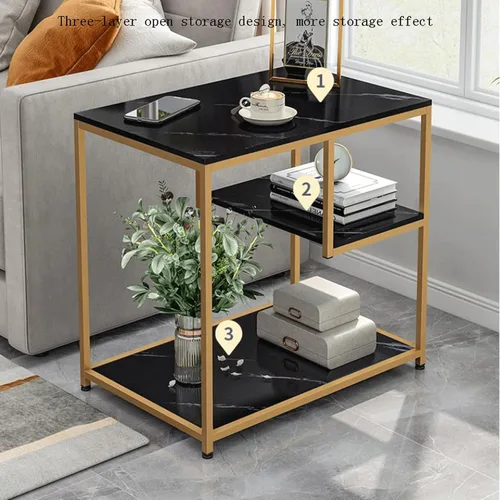 Vista 3 de Mesa auxiliar, mesa auxiliar rectangular de lujo ligera, adecuada para sofá, gabinete en sala de estar, mesa pequeña simple en el dormitorio