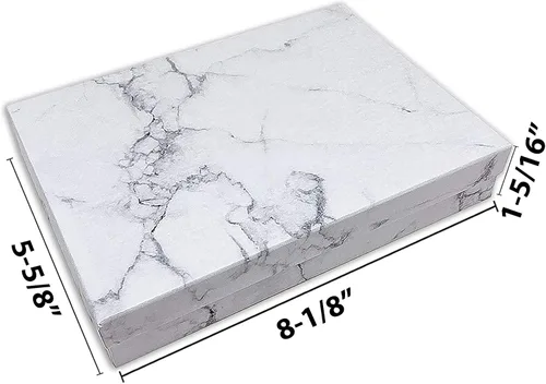 Vista 2 de TheDisplayGuys - Caja de regalo de papel de cartón relleno de algodón, 100 unidades, color blanco mármol