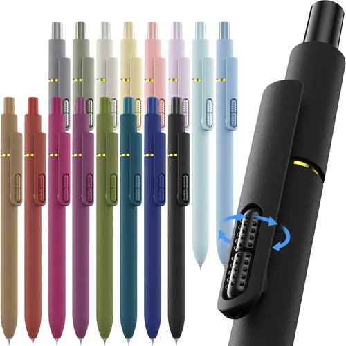 Vista 19 de Paquete de 8 bolígrafos de gel negro, punta media de 0.028 in, bolígrafos de tinta retráctiles de secado rápido para escritura suave, suministros